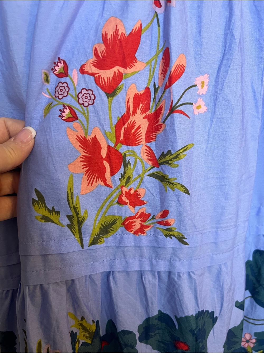 Anthropologie Light Blue Floral Tiered Maxi Dress - Picture 12 of 12